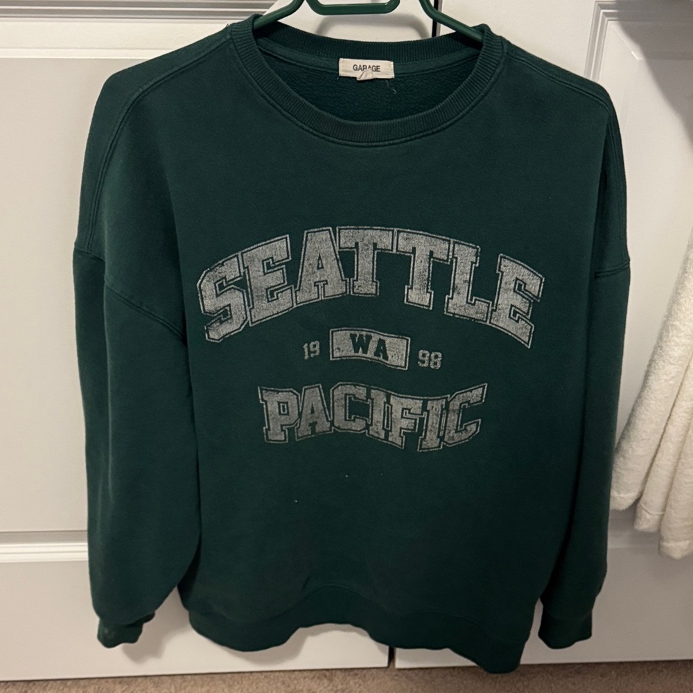 Garage Dark Green Seattle Pacific Crewneck Sweater